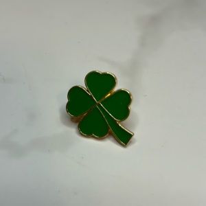 Small Green & Gold 4-Leaf Clover Enamel Pin